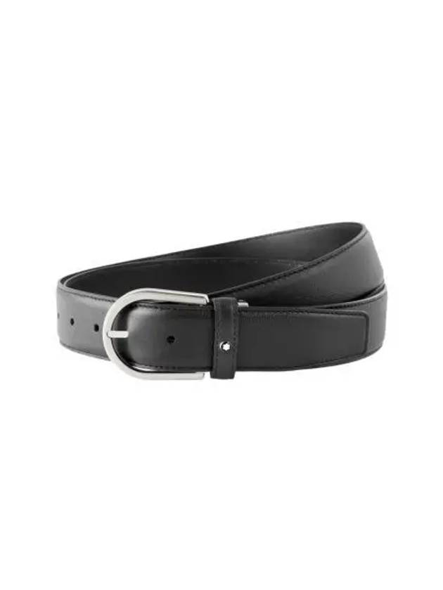 몽블랑 홀스슈 버클 35mm 레더 벨트 그레이 Montblanc Horseshoe Buckle 35mm Leather Belt Grey