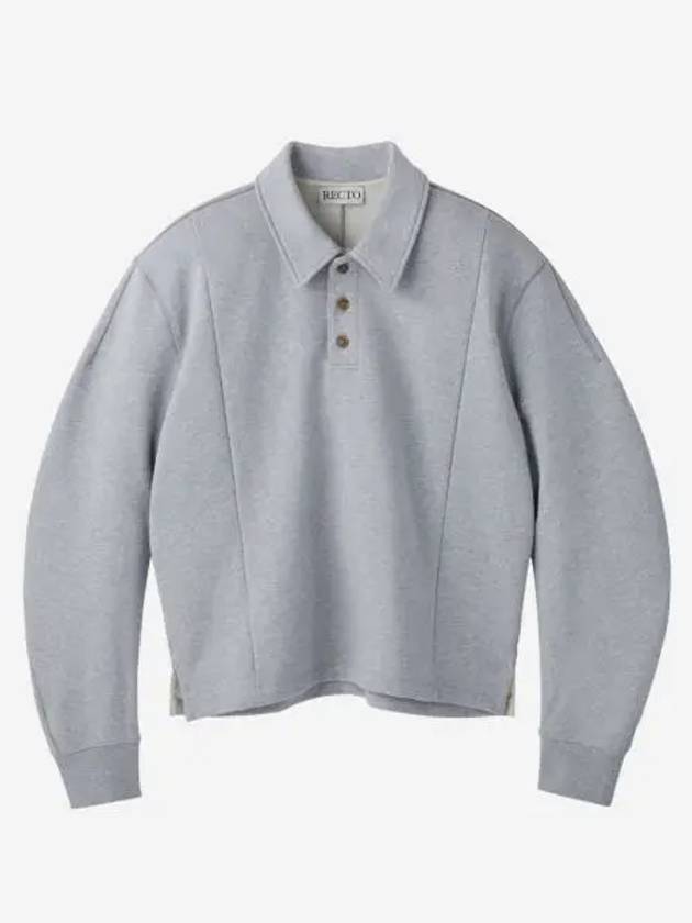 렉토 대싱 컬러 폴로 스웨트셔츠 멜란지 그레이 Recto Dashing Color Polo Sweatshirt Melange Grey