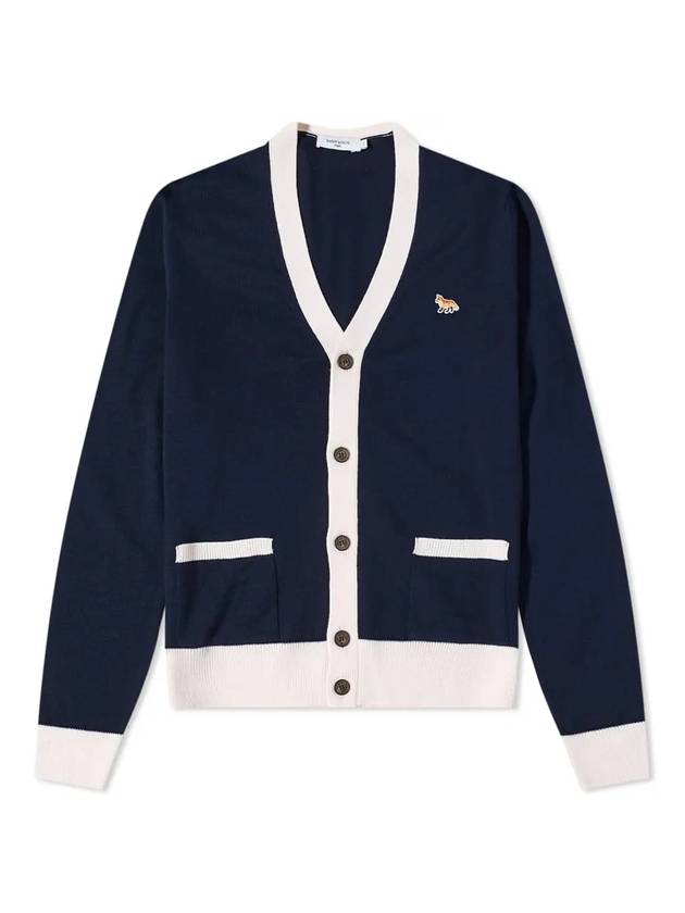 메종키츠네 베이비 폭스 바이컬러 클래식 가디건 네이비