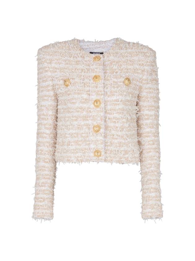 발망 크롭 트위드 자켓 골드