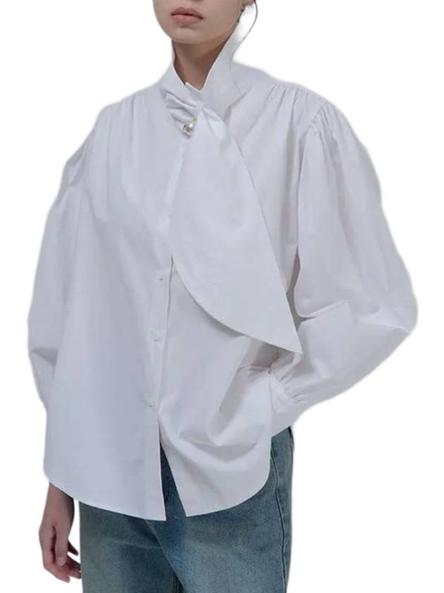 에고에딧 펄 리프타이 코튼 블라우스 아이보리