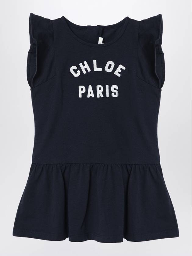 Chloe Navy blue cotton dress with logo