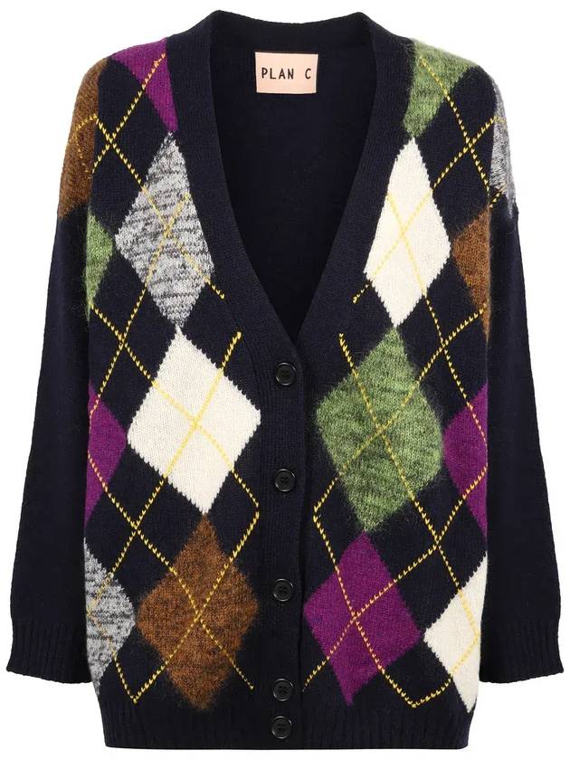 플랜 C 아가일 니트 카디건 CACMD51KGHFW030_ROB90