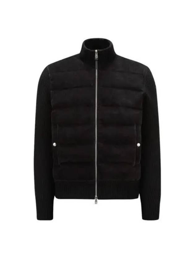 몽클레르 패디드 울 & 벨벳 가디건 블랙 24FW Moncler Padded Wool & Velvet Cardigan Black 24FW