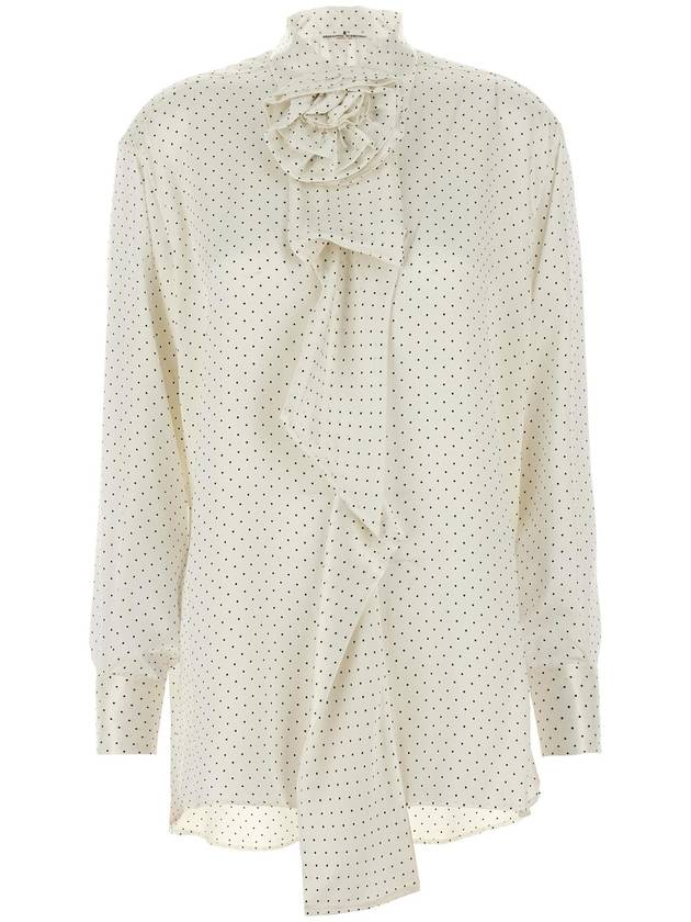 ERMANNO SCERVINO D452K343TFJS4518 폴카 도트 셔츠 플라워 브로치