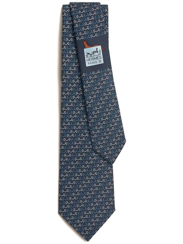 에르메스 H 모스 넥타이 마린