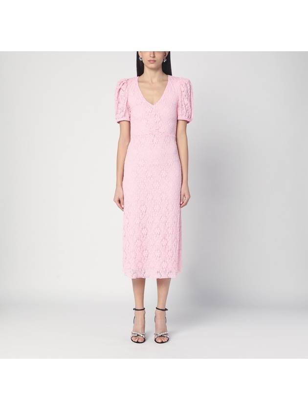 ROTATE Birger Christensen Pink lace midi dress