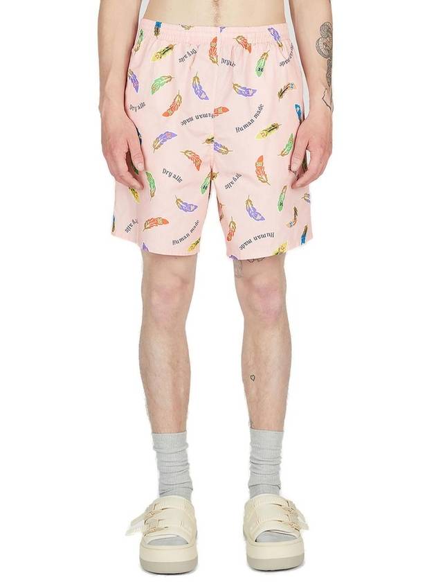 휴먼메이드 그래픽 프린트 탄성 허리띠 반바지