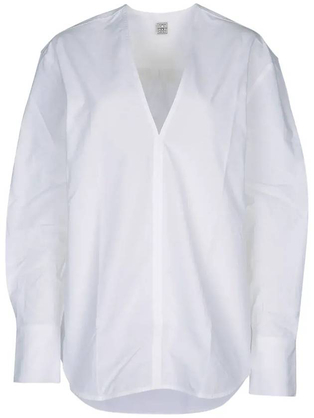 토템 박스 플리츠 디테일 V넥 블라우스 252WRT0503FB0119_047