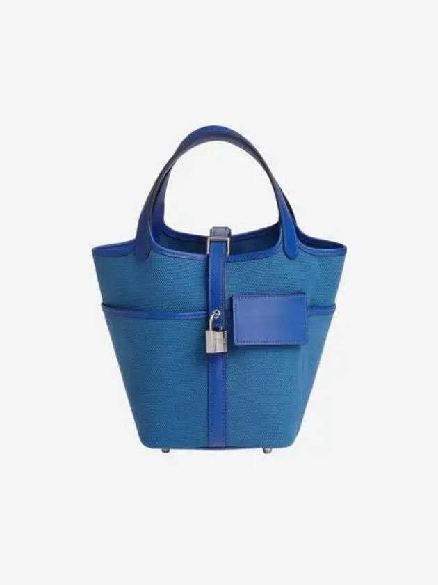 에르메스 피코탄 락 18 백 고에렌드 캔버스 스위프트 & 팔라듐 하드웨어 블루 에제 블루 로아얄 Hermes Picotin Lock 18 Bag Goeland Canvas Swift & Palladium Blue Egee Bleu Royal