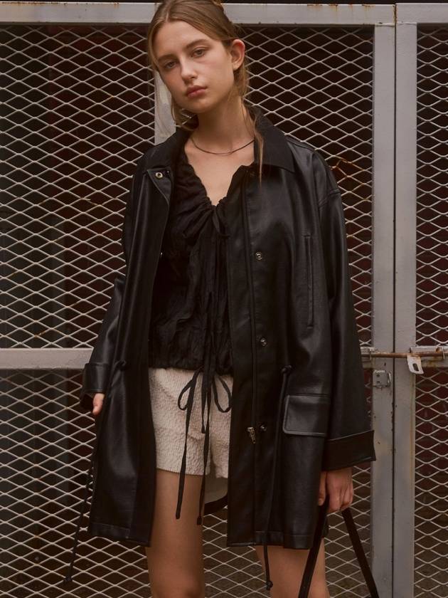 시그레이트 여성 가죽 스웨이드 LEATHER STRING HALF COAT
