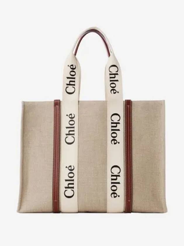끌로에 우디 라지 토트백 화이트 브라운 Chloe Woody Large Tote Bag White Brown