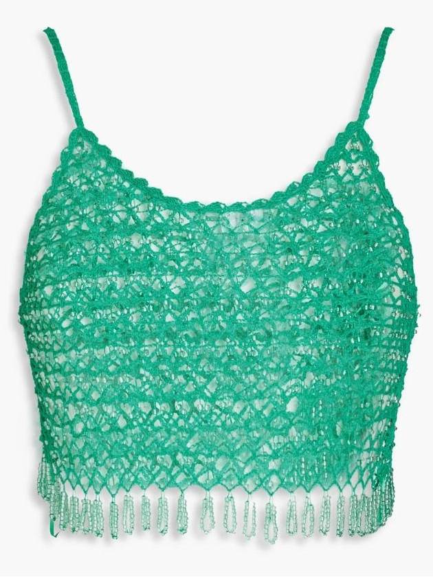 NB07 컬트가이아 여성 수영복 Nikki bead embellished crochet knit top
