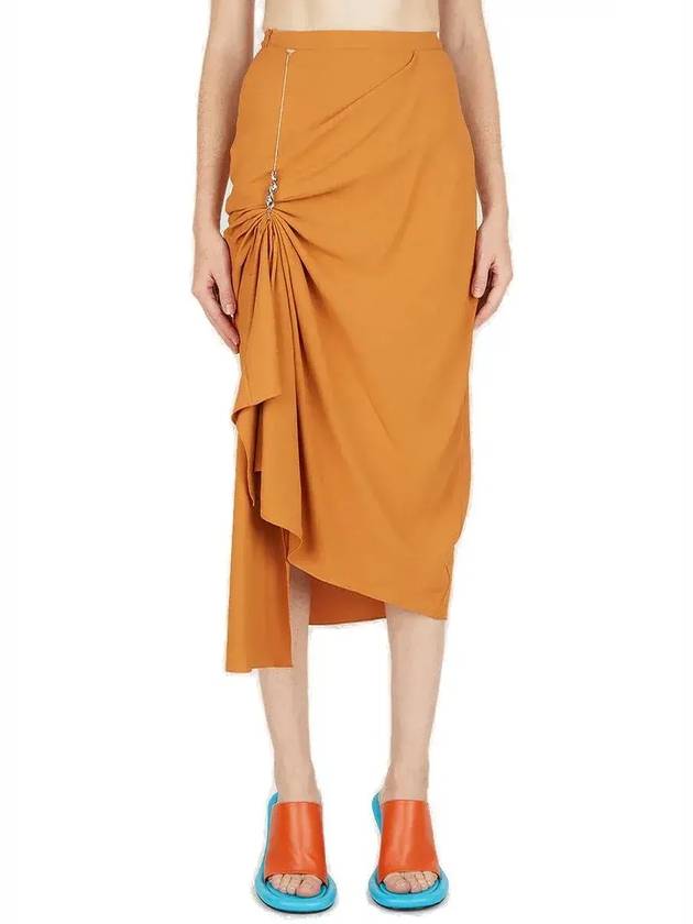 Kiko Kostadinov 하이웨이스트 스트레이트 헴 미디 스커트 KKWAW22SK03_37CREPETEAK