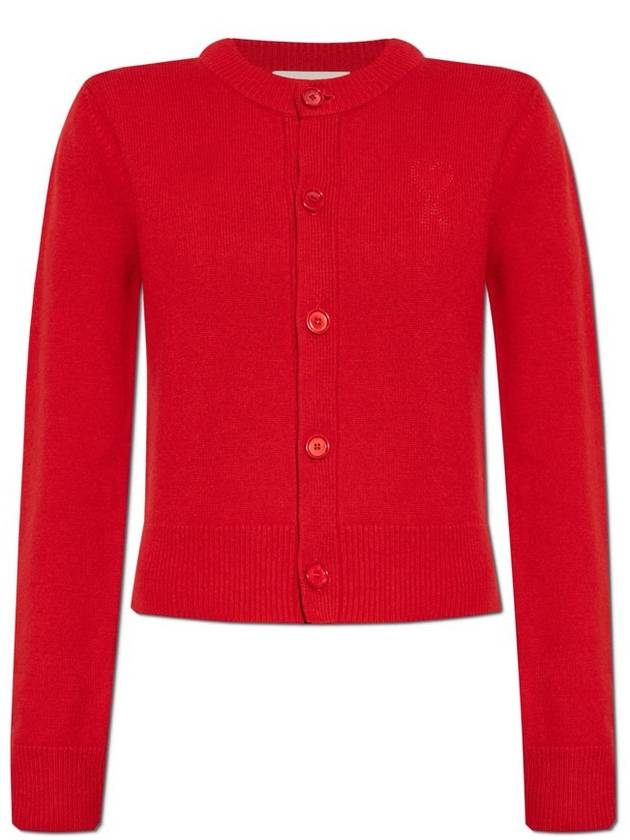 아미 드 꾀흐 울 니트 크루넥 가디건 레드