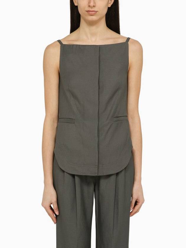 Creamy Pink Linen-Blend Tank Top