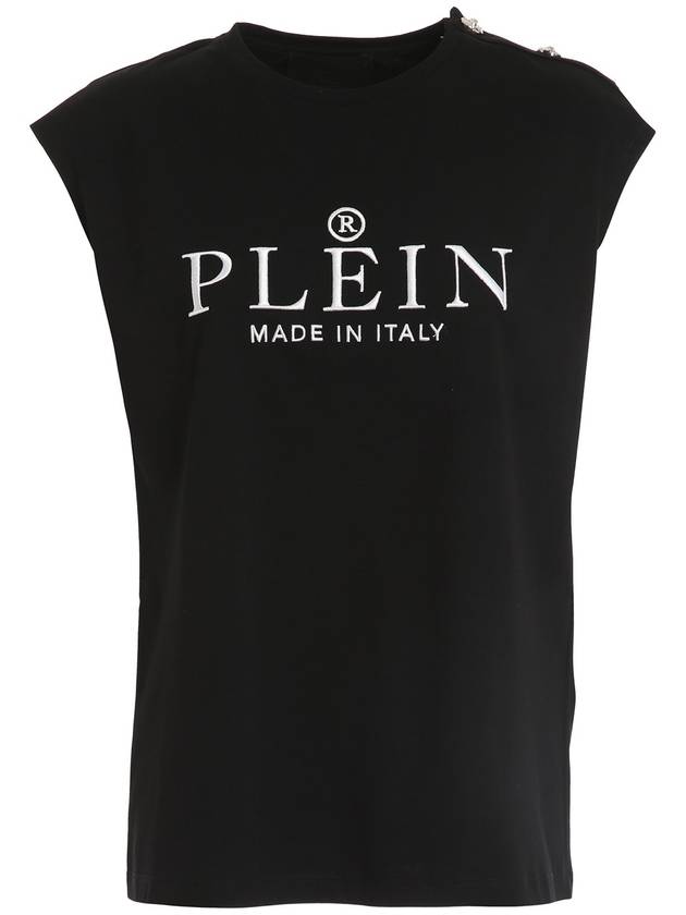Philipp Plein Logo embroidery tank top with buttons
