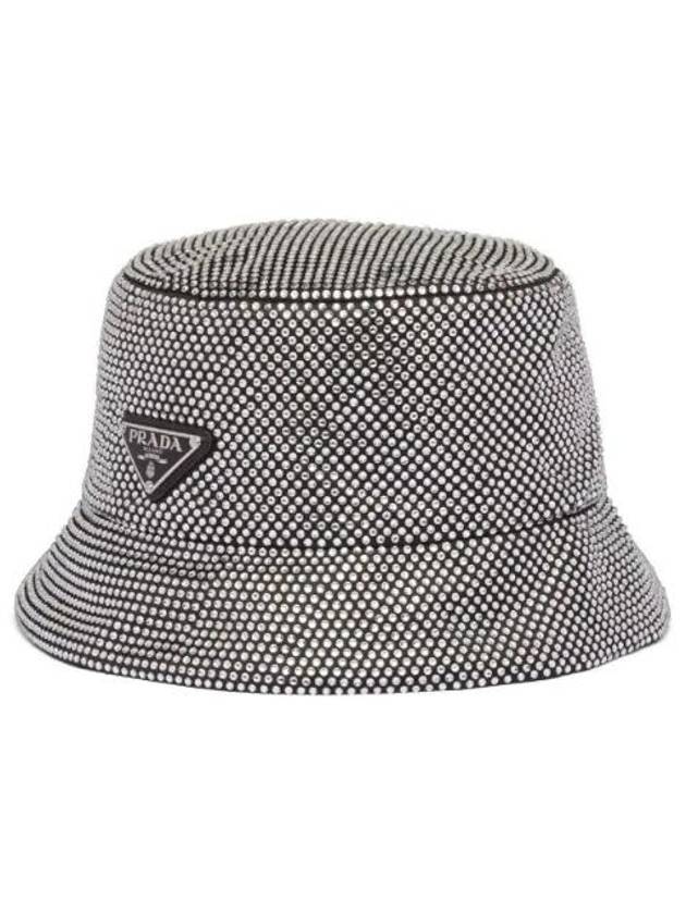 프라다 크리스탈 사틴 버킷햇 실버