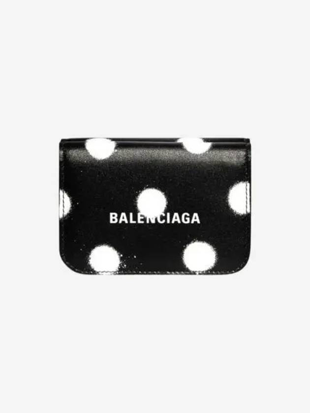 발렌시아가 캐쉬 미니 지갑 폴카 닷 블랙 화이트 Balenciaga Cash Mini Wallet Polka Dot Black White