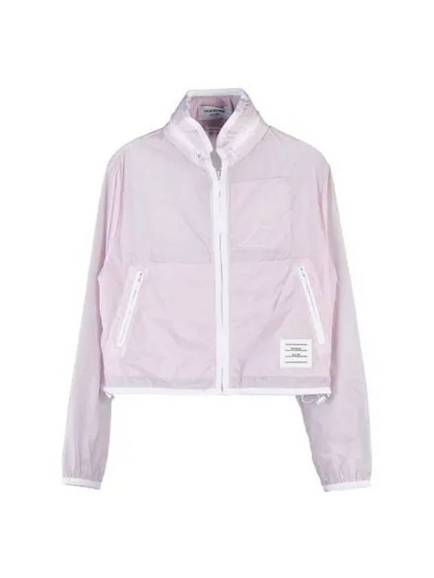 W 톰브라운 디태처블 후드 시어 나일론 립스탑 콘트라스트 집 윈드브레이커 라이트 핑크 W Thom Browne Sheer Nylon Ripstip Contrast Zip Windbreaker with Detachable Hood Light Pink