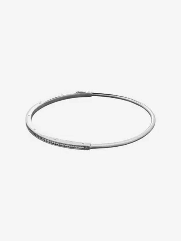 W 판도라 시그니쳐 아이디 파베 뱅글 스털링 실버 클리어 W Pandora Signature I D Pave Bangle Sterling Silver Clear