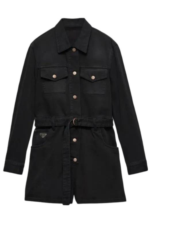 프라다 여성 숏 데님 점프 수트 블랙