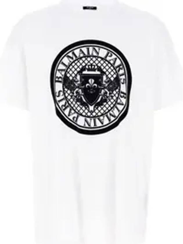 발망 벨벳 로고 반팔 티셔츠 화이트