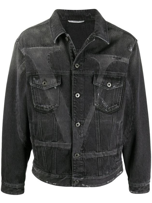 발렌티노 V로고 빈티지 블랙 데님 자켓 오버핏 UV3DC01J6H4 0NO