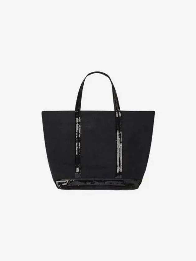 바네사 브루노 리넨 M 카바스 토트 블랙 Vanessa Bruno Linen M Cabas Tote Black