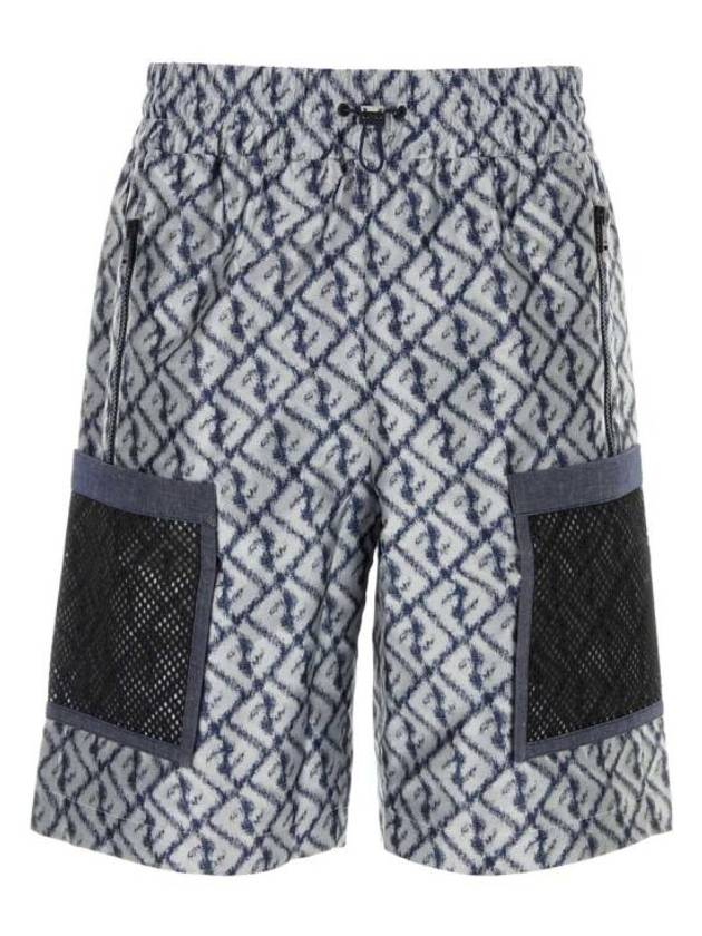 펜디 로고 자수 버뮤다 쇼츠 화이트 블루