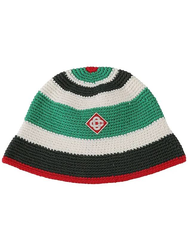 카사블랑카 로고 패치 크로셰 모자 AS24HAT054_01GREENWHITE