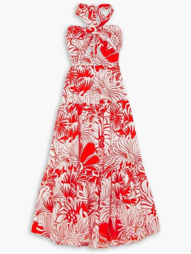 NB07 보르고 디 노르 여성 원피스 Marley tiered floral print cotton poplin halterneck midi dress