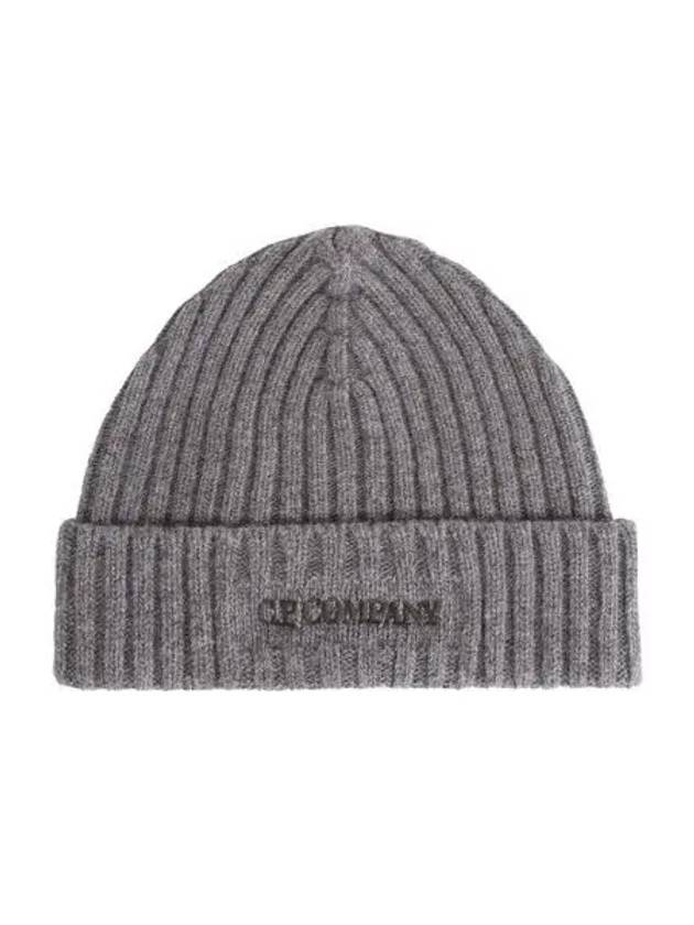 C.P. 컴퍼니 램스울 로고 비니 타막 그레이 23FW C.P. Company Lambswool Logo Beanie Tarmac Gray 23FW