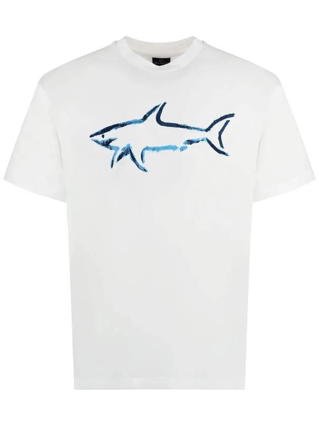 Paul & Shark 로고 프린트 크루넥 티셔츠 24411101_010