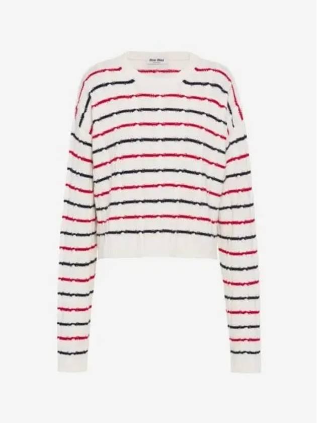 W 미우 미우 오버사이즈 캐시미어 스웨터 화이트 W Miu Miu Oversized Cashmere Sweater White