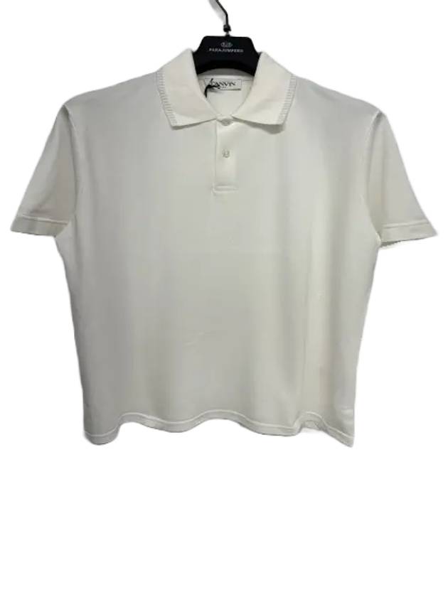 랑방 PL0021 J00101 자수 디테일 폴로 티셔츠 화이트 Lanvin