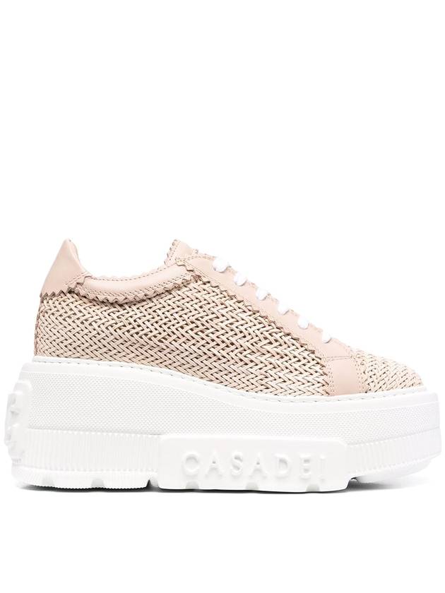 Casadei Leather interwoven-detail sneakers