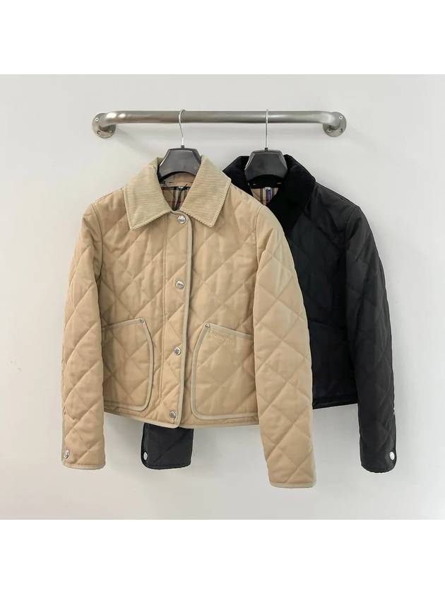 24FW 버버리 여성 스트레이트 포인트 칼라 퀼팅 재킷 블랙 베이지 8078519 8078520