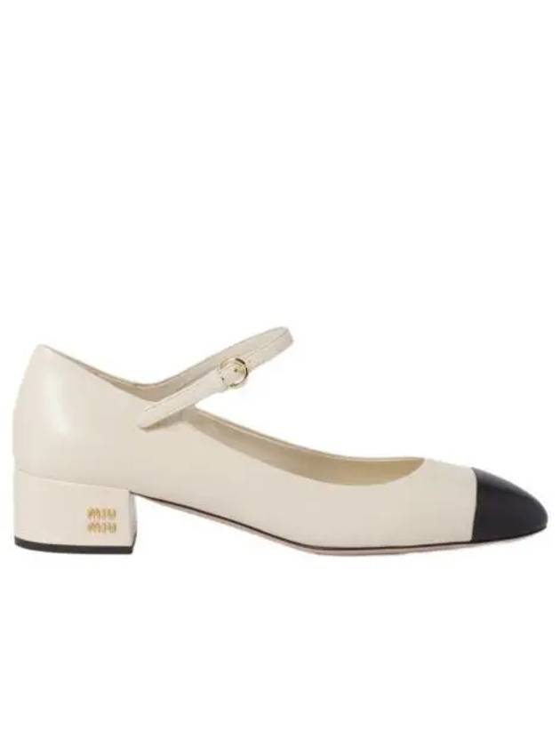 W 미우 미우 투톤 레더 펌프스 아이보리 블랙 W Miu Miu Two Tone Leather Pumps Ivory Black