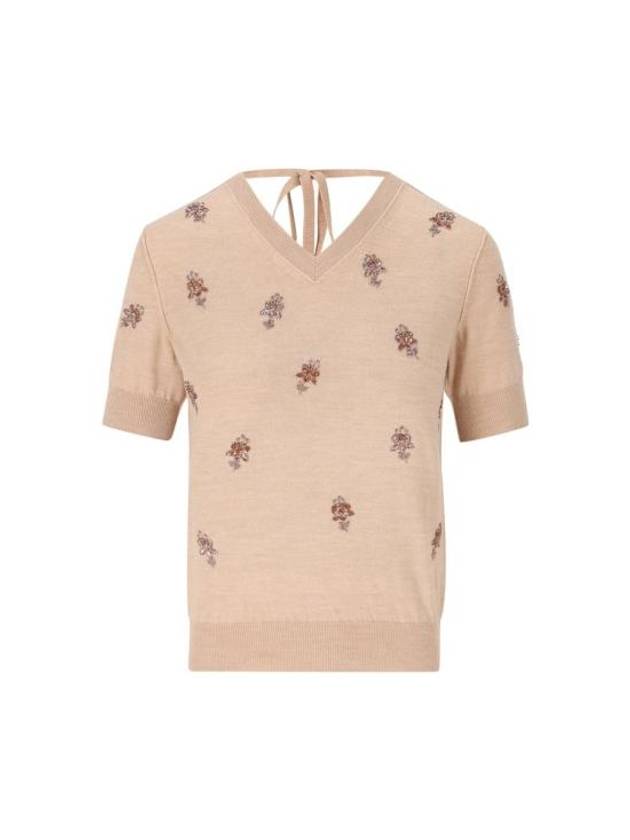 펜디 브이넥 크롭 니트탑 핑크