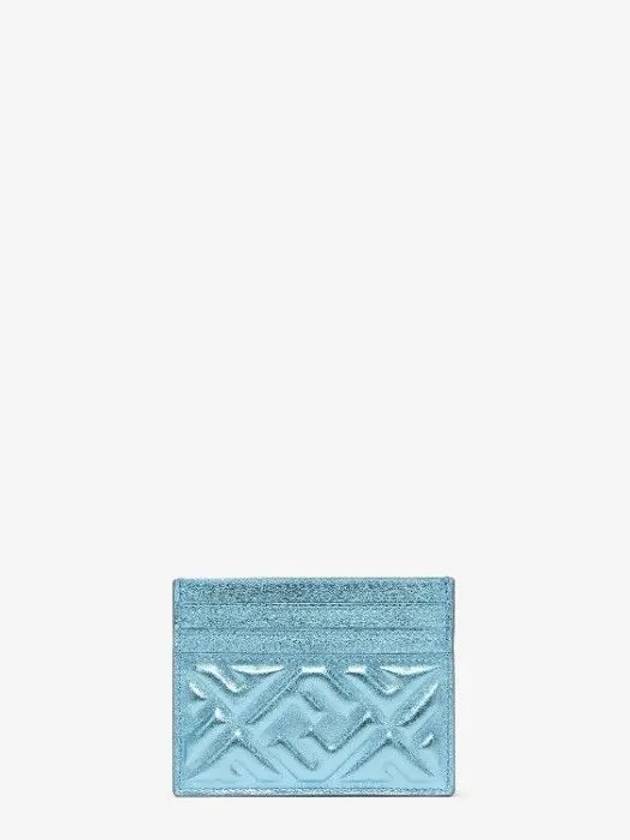 펜디 메탈릭 레더 카드 지갑 블루