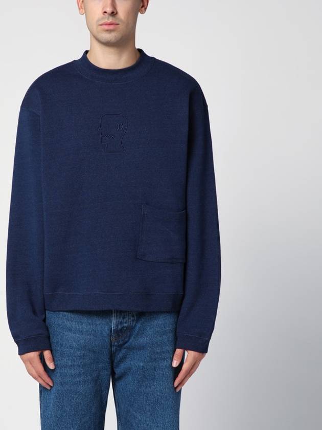 Brain Dead Indigo cotton fleece crew neck sweatshirt