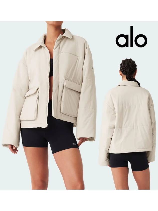 alo 요가 바람막이 유틸리티 카고 탑 재킷 아이보리