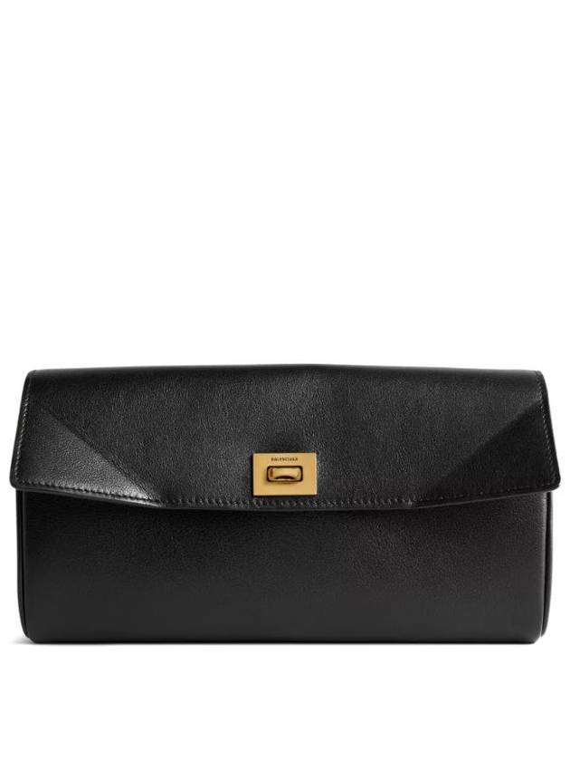 발렌시아가 레더 장지갑 블랙