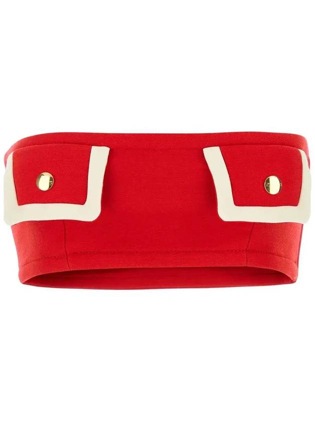 프라다 울 크롭 슬리브리스 레드