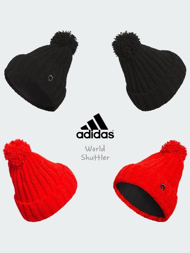 아디다스 여성겨울골프모자 스키장모자 털방울모자 꽈배기니트비니