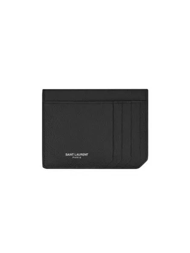 생로랑 그랑 드 뿌드르 엠보스드 레더 ID 카드 케이스 블랙 Saint Laurent ID Card Case in Grain De Poudre Embossed Leather Black