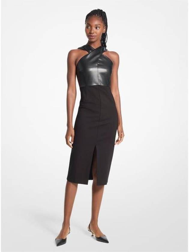 마이클코어스 믹스미디아 폰테 홀터 원피스 드레스 BLACK