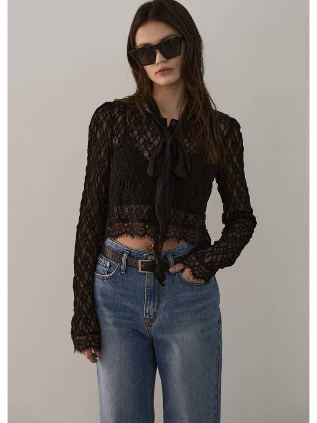 시그레이트 여성 블라우스 LACE CROP BLOUSE_BLACK