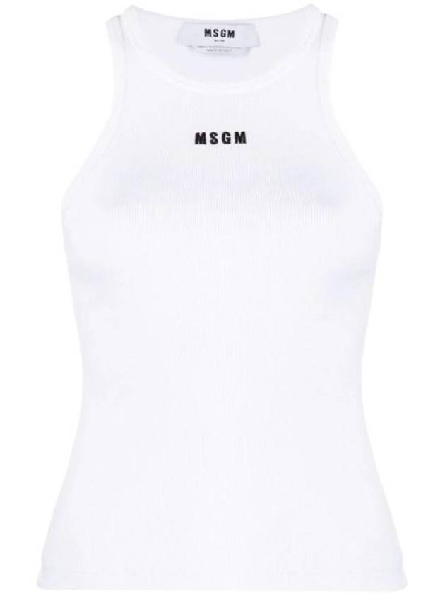 엠에스지엠 로고 자수 슬리브리스 화이트